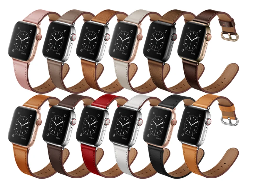 Совместим с Apple Watch series 5 4, ремешок из натуральной кожи 40 мм, 44 мм, ремешок для часов, браслет для iwatch 38 мм, 42 мм, ремешок на запястье