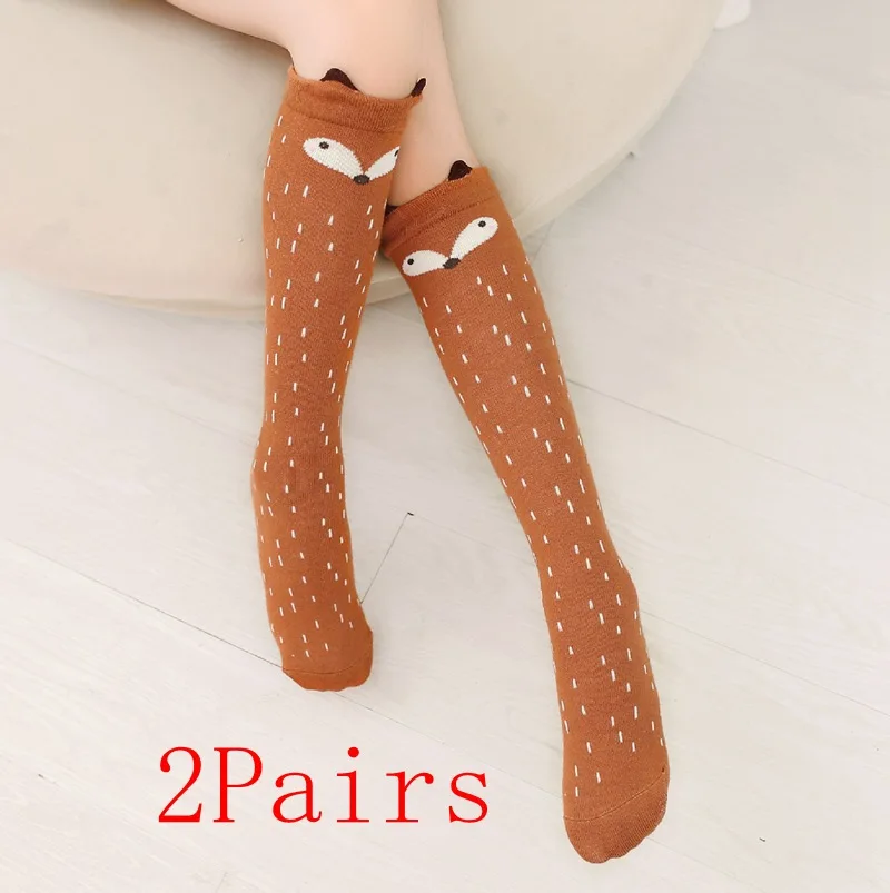 2Pairs Милые детские чулки; хлопковые колготки с изображением кота, медведя, животных для девочек; Милые гольфы для От 3 до 12 лет; танцевальные колготки принцессы - Цвет: 2Pairs