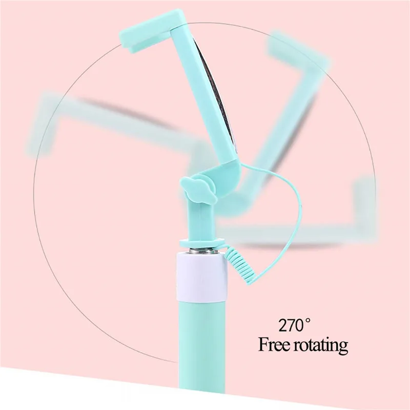 Wired Selfie Stick Rearview Mirror Selfie Stick For iPhone 6 6S 7 Plus 5 SE Monopod Adjustable Phone Holder For Huawei xiaomi