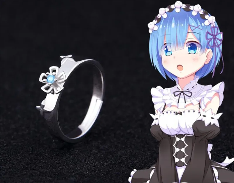 Аниме Re: Zero kara Hajimeru Isekai Seikatsu Rem серебряное кольцо 925 пробы Косплей на