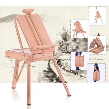 

Professional Folding Art Artist Wood Wooden Easel Paint Sketch Drawing Box Tripod Stand for Oil Painting Sketching