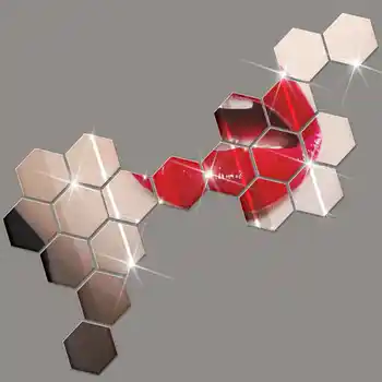 

12pcs/set Bathroom Mirror Stickers Self-adhesive Effect Tile Removable Wall Stickers Home Art DIY Rooms 3D Decor 200*170*100MM