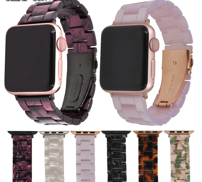 Розовые полимерные браслеты для Apple Watch, модный ремешок для часов i-Watch 40 мм 44 мм 38 мм 42 мм, аксессуары для умных браслетов