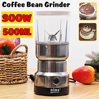 

300W Coffee Bean Grinder 500ml Blenders Electric blender Stainless Steel Nut grinder Home Coffe Machine Kitchen Tool Portable
