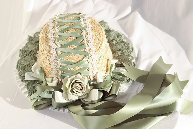 כובע קש בעבודת יד עם סרטים