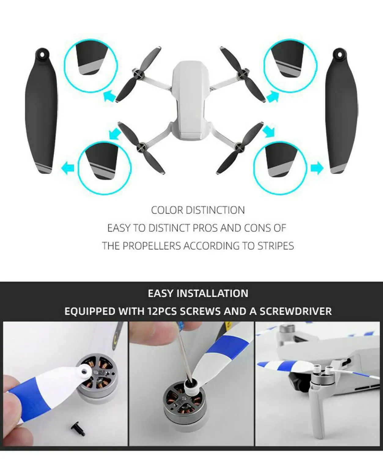 Buy 16pcs Lightweight Propellers 4726F Foldable Low Noise for DJI Mavic Mini Accessories