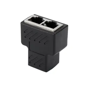 

1 To 2 LAN RJ45 Black Connector Network Cable Splitter Extender Plug Adapter For Different Computer Cables & Connectors