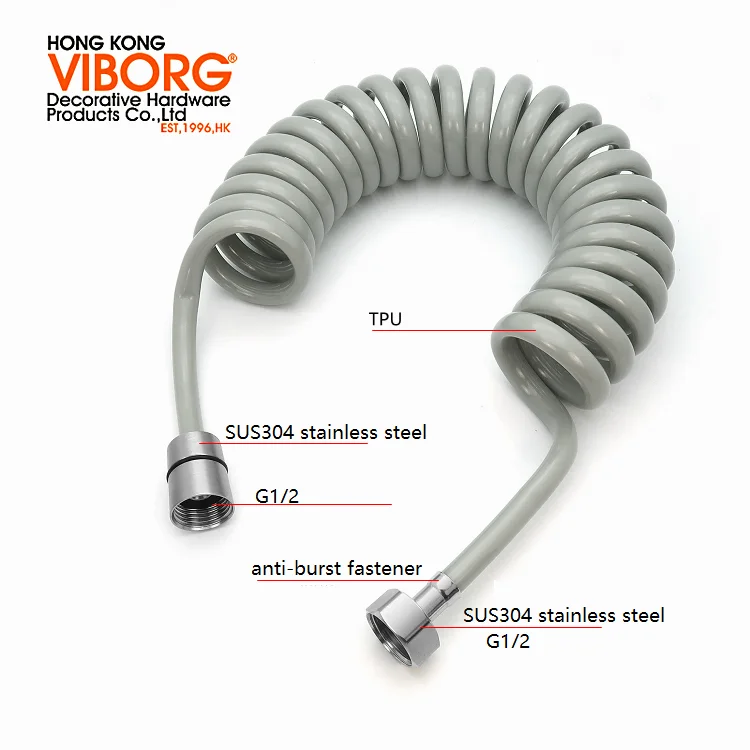 VIBORG 304 Stainless Steel Bidet Shattaf Spray Cloth Diaper Toilet Hygiene Bidet Sprayer Set with Holder and 2-meter Hose