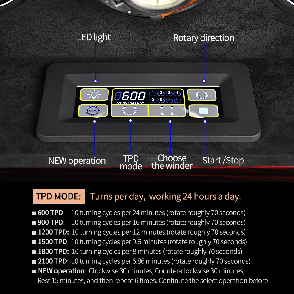 Автоматическая намотка часов роскошные механические часы коробка с подзаводом для 8 wathces хранения Дисплей со светодиодный светильник lcd сенсорный AC/USB мощность