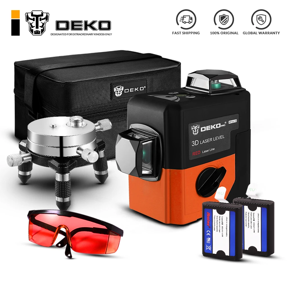 

DEKO HV-LL12 12Lines 3D Laser Level Self-Leveling 360 degre Horizontal & Vertical Cross Powerful Outdoor can use Detector