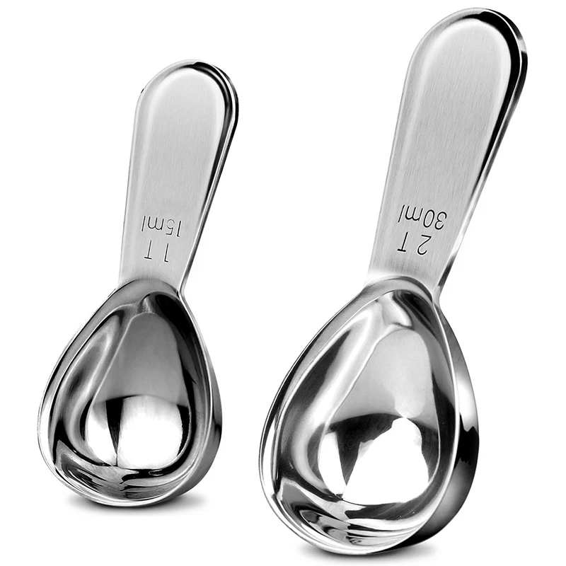 Endurance Stainless Steel Coffee Scoops & Measuring Spoons Coffeeware, Exact Ergonomic Tablespoon - 1 Tbsp or 2 Tbsp