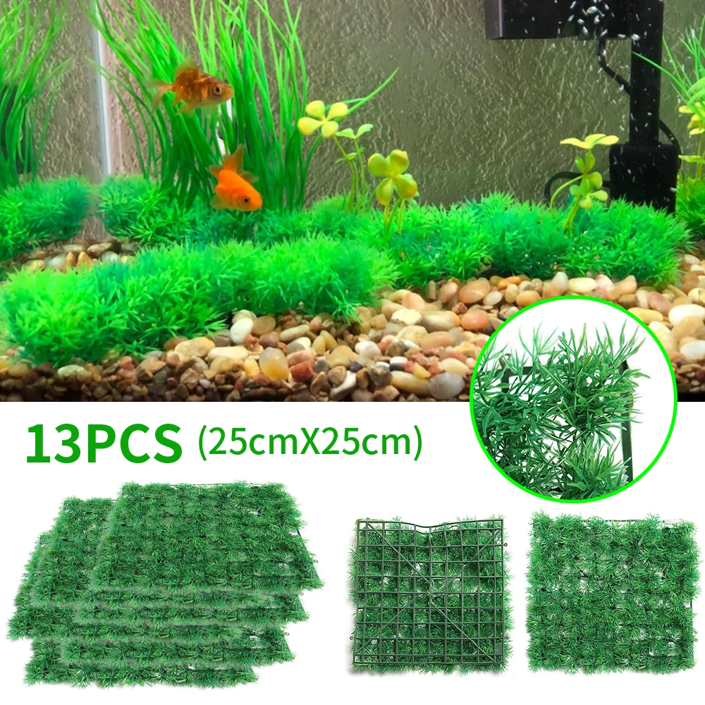 

Aquarium Decor Plants Green High Imitation Aquatic Turfing Thicken Grass Sod with Suction Cups Fish Tank Bottom Decorations Art