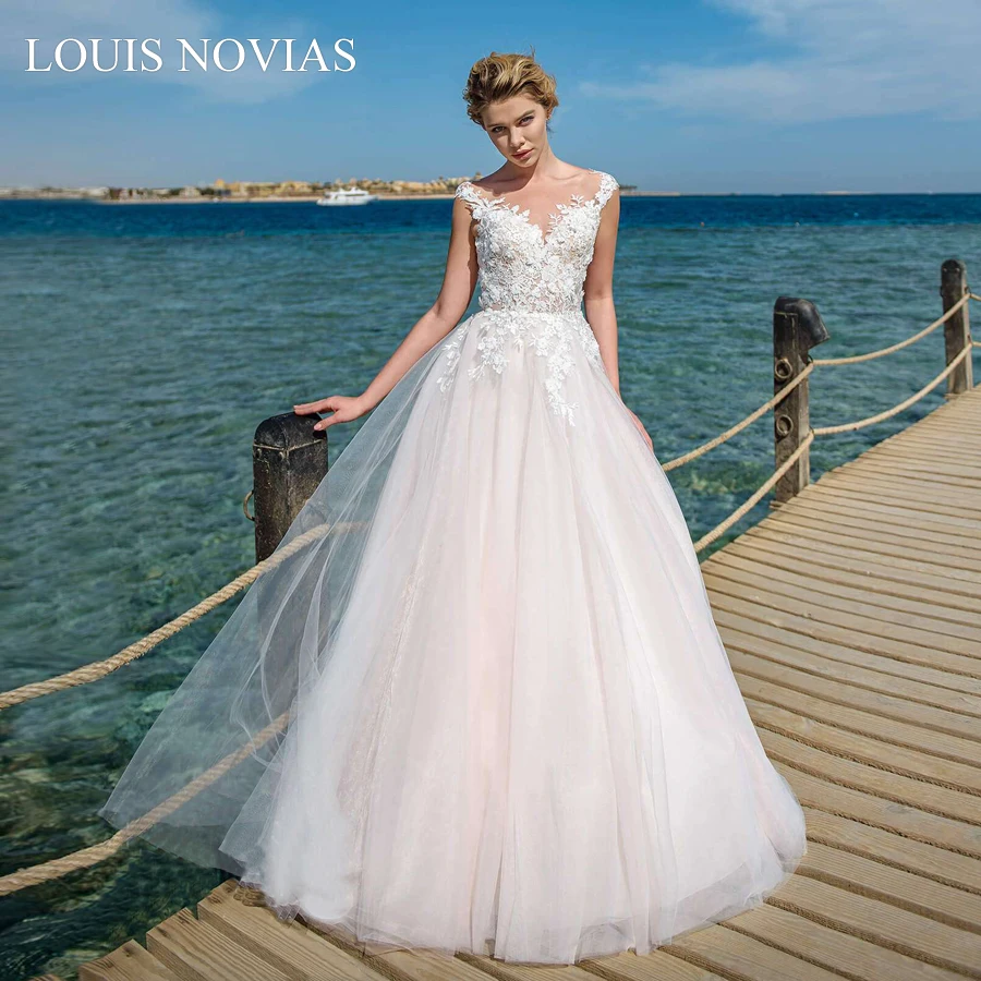Свадебное платье ouis Novias А-силуэта изысканная вышивка милое пляжное кружевное