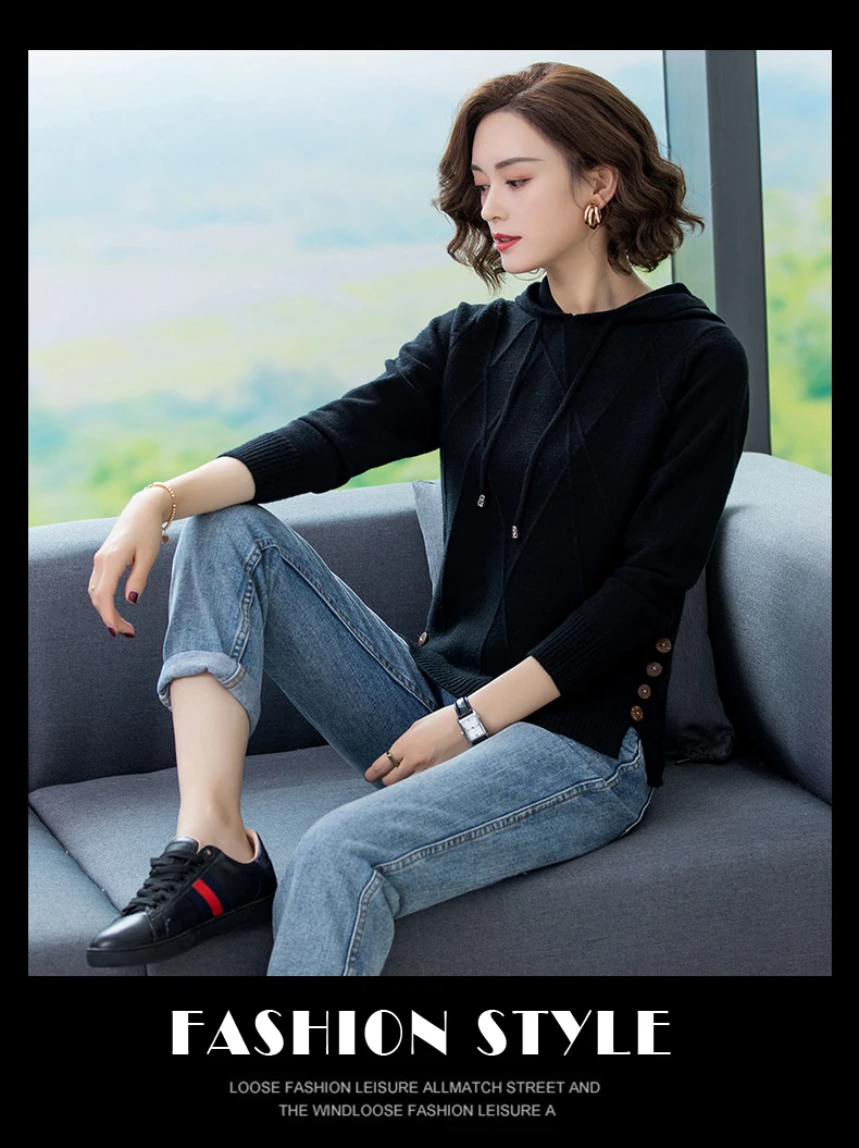 XJXKS ropa mujer Invierno модный кашемировый пуловер с капюшоном для женщин, однотонный вязаный женский свитер с длинными рукавами