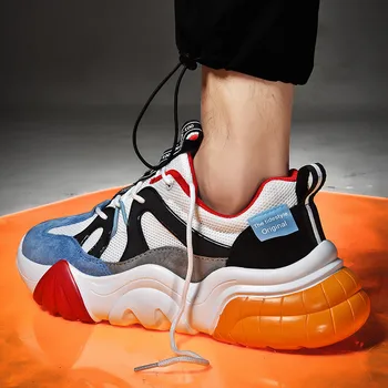 

New Designer Brand Sneakers Men 2020 Summer Suede Mesh Breathable Dad Shoes Light No-Slip Men Outdoor Walking Running Sport Shoe