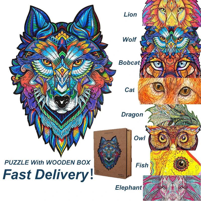 DIY Wooden Puzzle Christmas-Gift Animal-Shaped Each-Piece Improve-Concentration for Adults