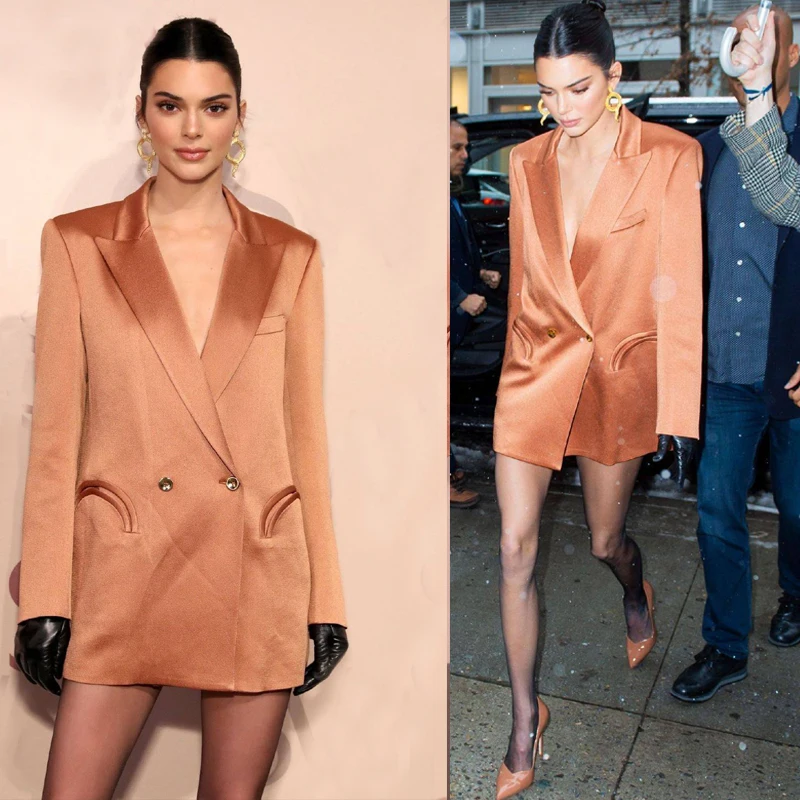 

Kendall Long Suit Jacket Blaser Femme Dress Coat Tops Women Runway Fashion Luxury Designer Elegant 2019 Autumn Winter Outerwear