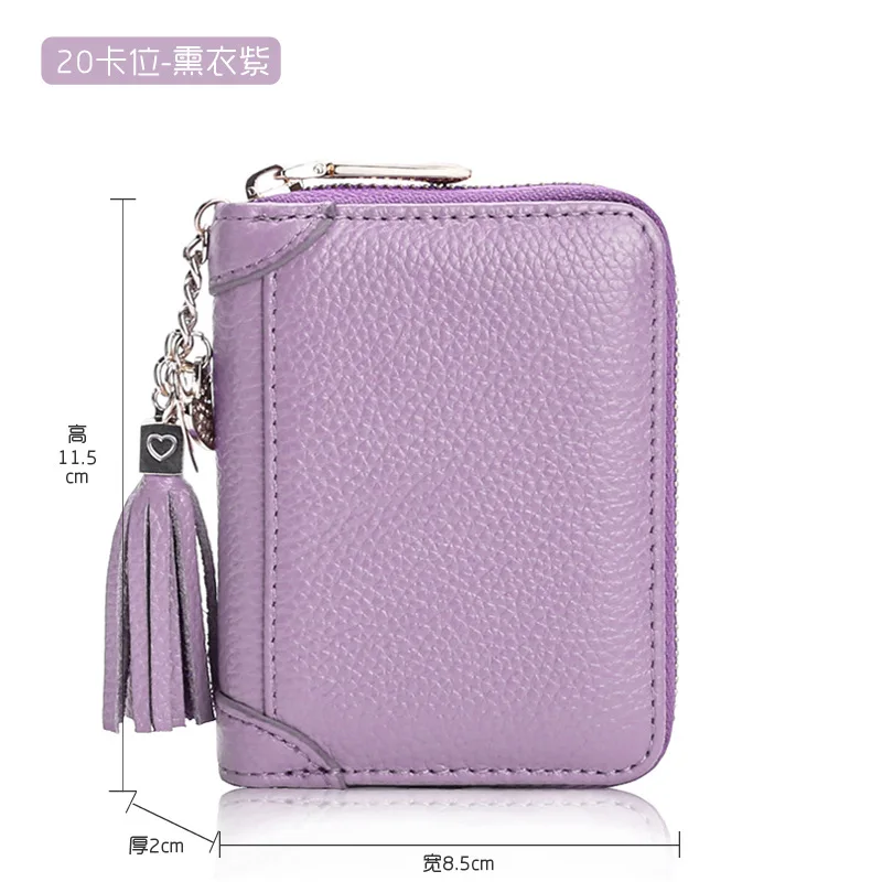 20 Purple Женский держатель для карт, натуральная кожа, кредитный держатель для карт, для мужчин, для путешествий, для паспорта, Длинные кошельки, кошелек, черный, для женщин, бизнес держатель для ID - Цвет: 20 Purple