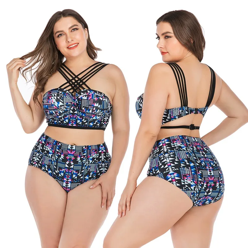 

Women Tankini Printed Strappy High Waist Swimwear Bikini Top Bottom Lady Swimsuit Beach Swimming Suit Plus Size 77