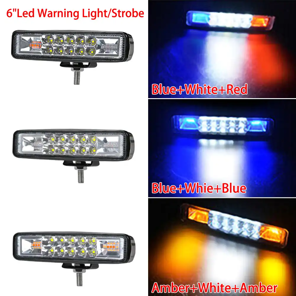 AUXTINGS 2 Pcs 5 inch 72W LED Strobe Light Bar White /& Amber Flash Triple Row 5500LM Flood Spot Combo Led Bar Off Road Lights