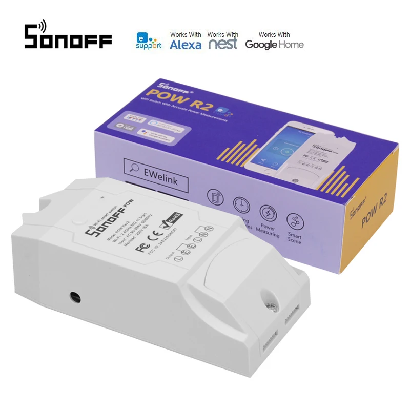 

Sonoff POW R2 Timer Smart DIY Wifi Remote Control Switch 16A Monitoring Consumption Compatible with Alexa Amazon Google Home