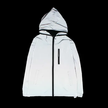 

Men's Reflective Jackets Tide Brand Couple Windproof Jacket Fashion Casual Hip Hop Night Run Hooded Luminous Coats Streetwear