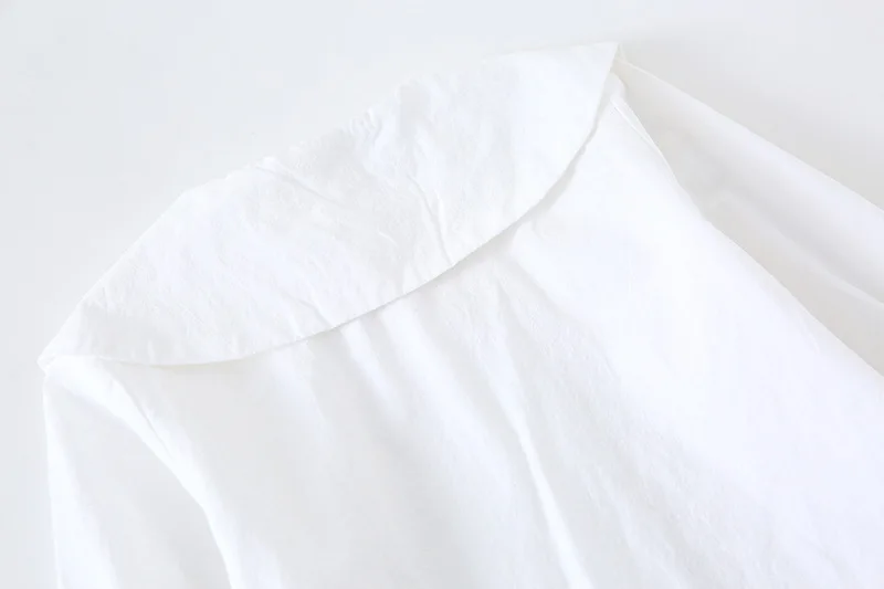 Милые рубашки с длинными рукавами для девочек на весну и осень; белые повседневные топы из чистого хлопка