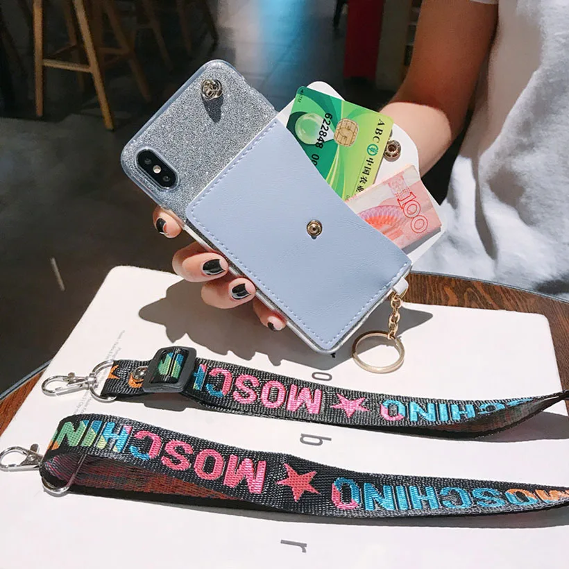 

Glitter Wallet Case for Lenovo Vibe P2 K3 K4 K5 K6 Power K8 Note Plus Phone Case Cover With Neck Lanyard Case Lenovo K6 Power