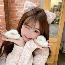 

Winter Fashion Sweet Hair Clip Cute Cat Ears Soft Full Rabbit Hair Fur Hairpin For Women Girls Headwear Hair Accessories Hot