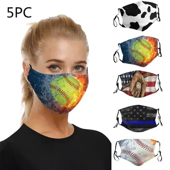 

5PC Women Mask Print Anti-Dust Face Masks Reusable black Masks Fabric Protective Pm2.5 Washable Masks Proof Haze Mascarilla