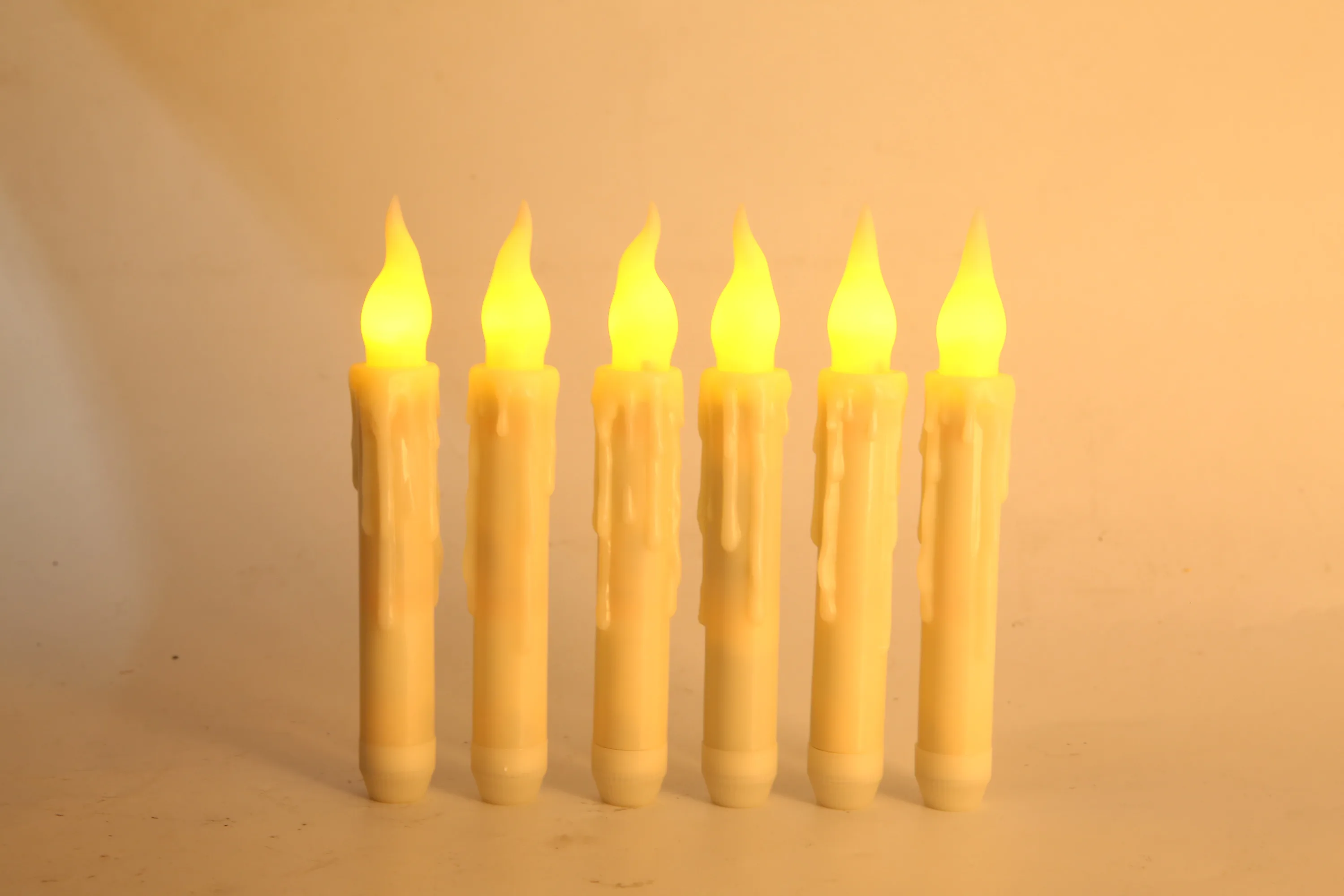 6Pcs Yellow Flickering Electronic Candles Remote Control Candles Lights Flameless LED Taper Candle for Home Homemory Decoration