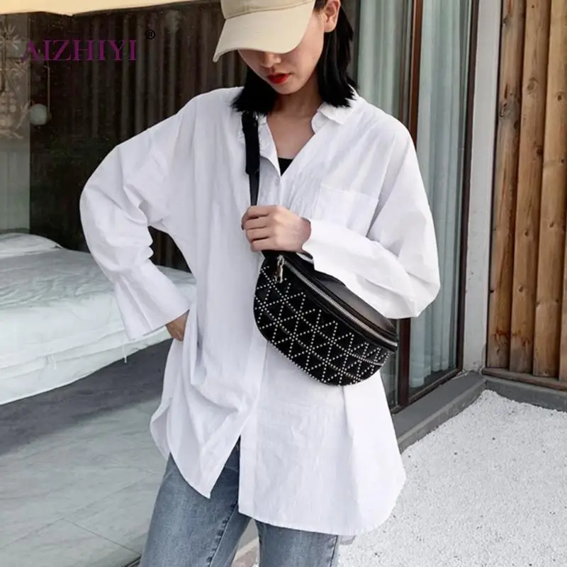 

Fashion Retro Women Belt Bags Black Rivet Shoulder Waist Bags Women PU Leather Fanny Packs Casual Purse Wallet Chest Belt Bag
