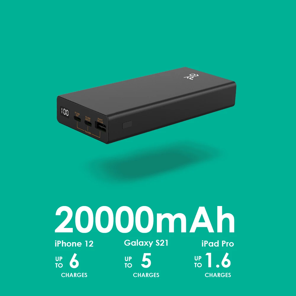 RYKO ATOM PLUS 파워 뱅크, 20000 mAh USB-C, 60W