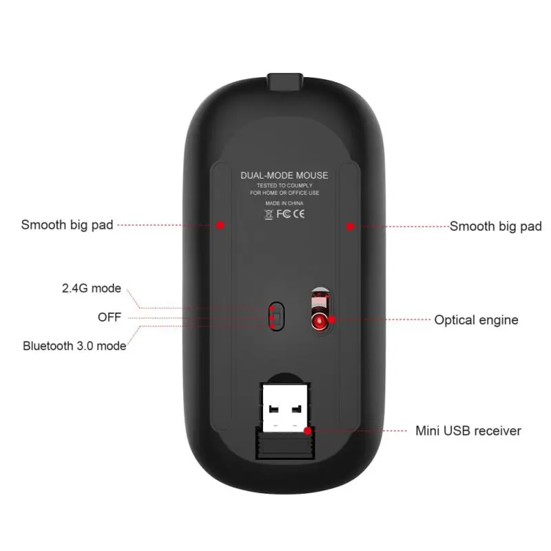 Новая Двухрежимная Bluetooth мышь 2,4G Беспроводная беззвучная ультратонкая настольная офисная мышь для ноутбука
