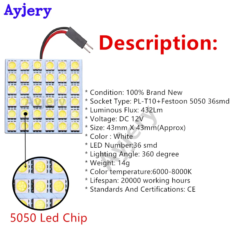 Ayjery 50 наборов белый автомобиль Панель чтениt дорожной карты лампы 5050 36 SMD купольный интерьерные лампочки Потолочные светильники BA9S T10 C5W адаптер фестоновая основа 12V