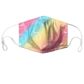 

HYCOOL Mouth Masks Cute Rainbow Unicorn Print Women Mans Face Mask Filters PM2.5 Prevent Health Care Winter Warmer Mouth-muffle