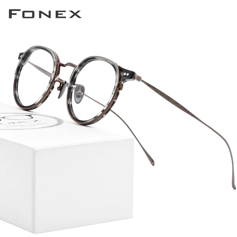 FONEX, титановые оптические очки, мужские винтажные круглые очки ...