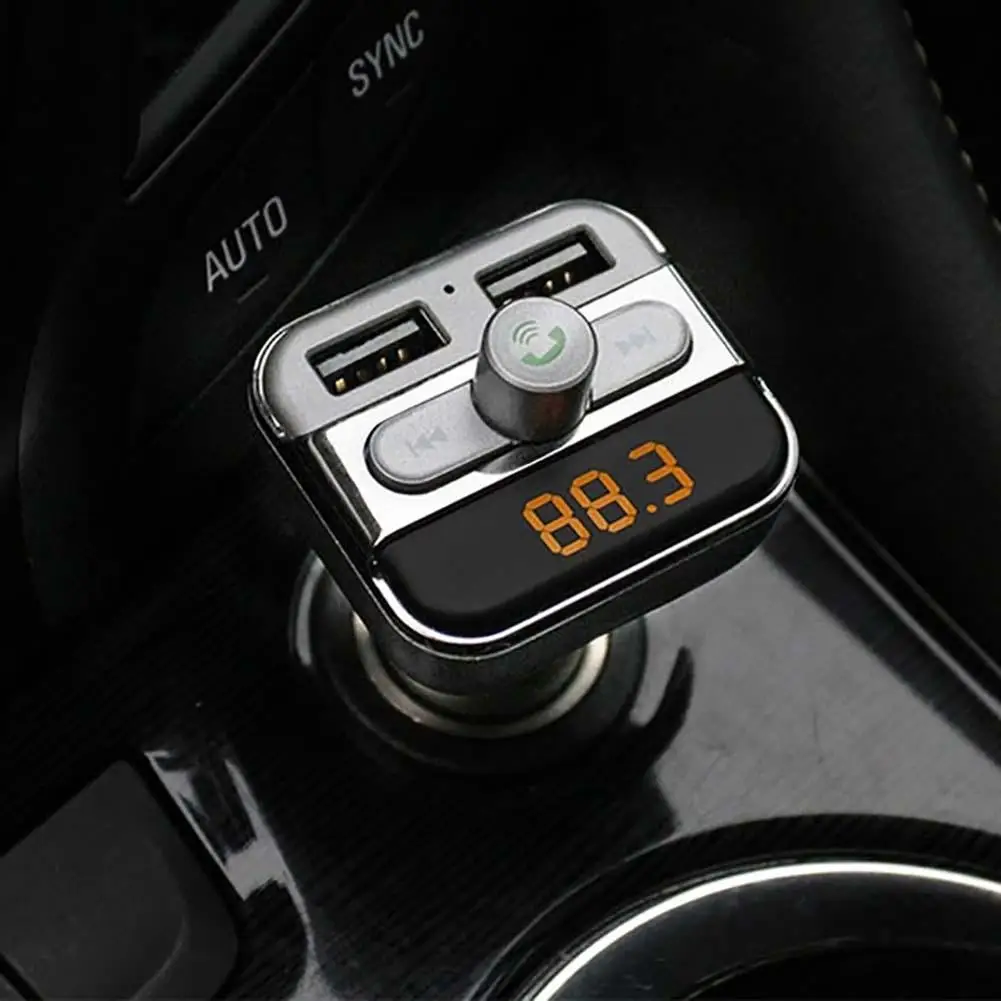 Автомобильное зарядное устройство с двумя usb-портами, Bluetooth, fm-передатчик, громкая связь, вызов, mp3-плеер