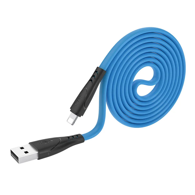 blue HOCO X42, 28 шт./лот,, 1 м, мягкий силиконовый usb-кабель для iPhone, кабель типа C, микрокабель для samsung USB-C, зарядный провод - Цвет: blue