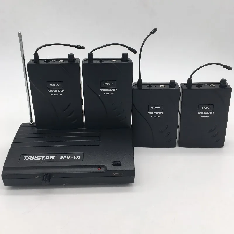 Модернизированный Takstar WPM-100/WPM100 UHF сценическая Беспроводная система монитора наушники-вкладыши беспроводные стерео 1 передатчик+ 4 приемника