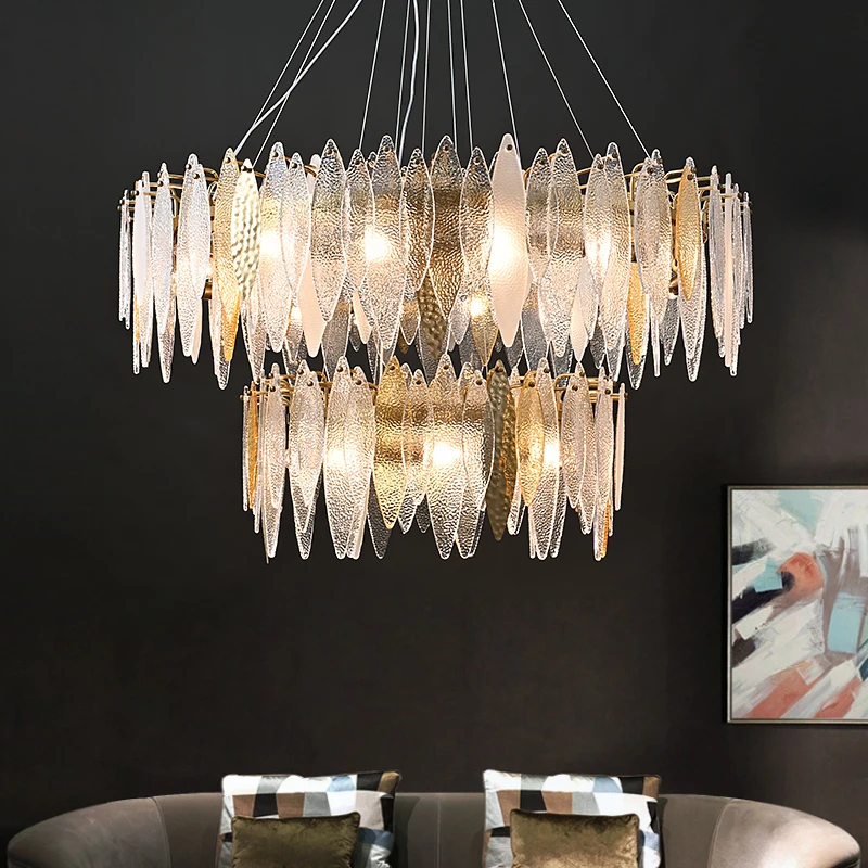 Modern Leaf Luxury Art Double-Layer Circular Chandelier 1