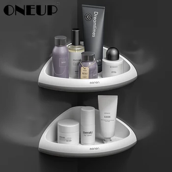 

ONEUP Bathroom Storage Corner Shelf Punch-free Triangular Shelves Holder Shower Shampoo Kitchen Rack Holder Bathroom Accessories