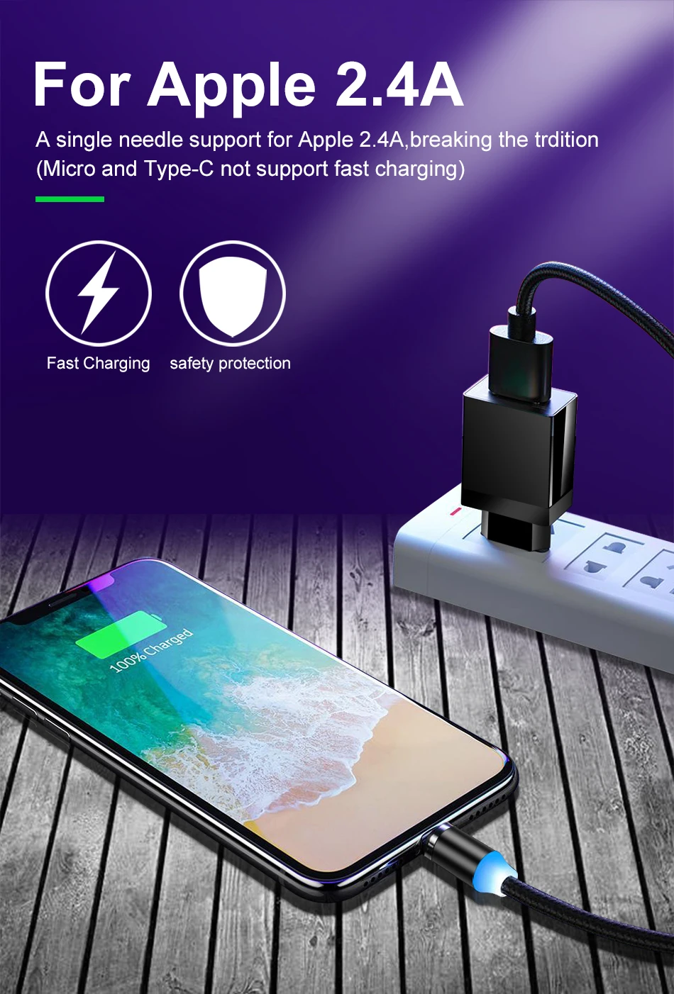 Tisluo Magnetic Charger Cable Fast Charging Micro USB Type C Cable For iPhone Xiaomi Samsung Huawei 1M Mobile Phone Magnet Wire