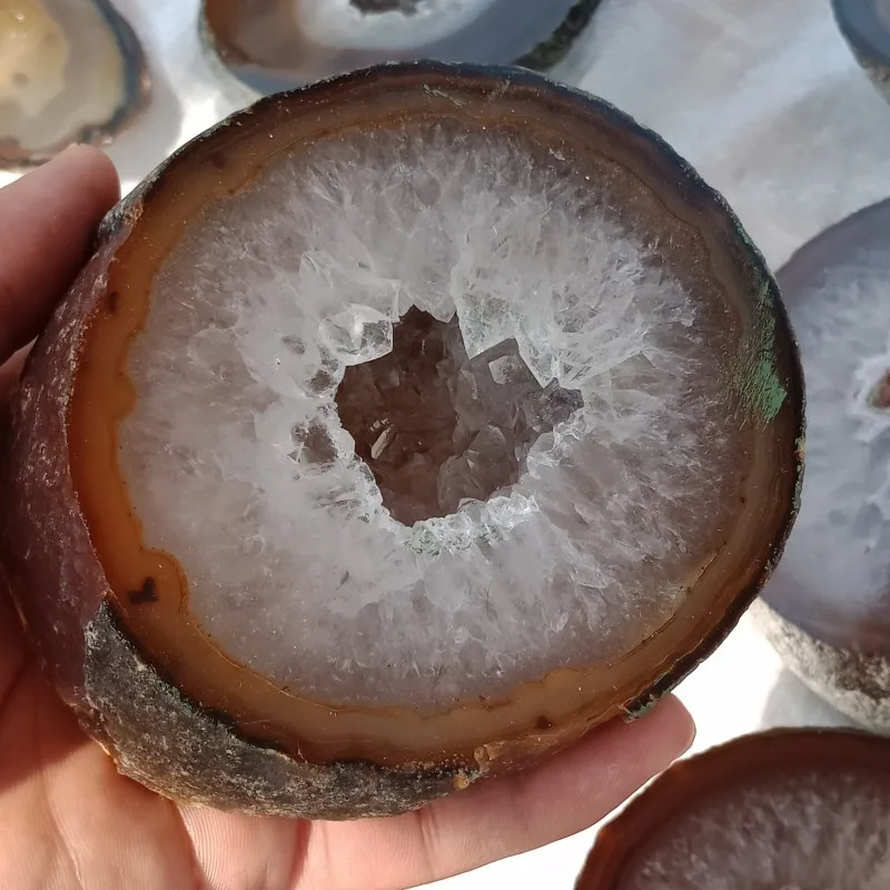DHXYZB 2pcs Natural Agate hole Crystal original stone Raw Gemstone rock Quartz Rough Mineral Specimen Healing home Decor