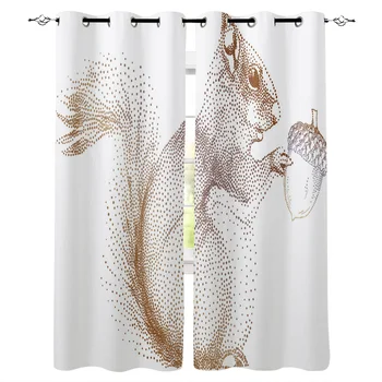 

Squirrel Pine Cone Animal Polka Dot Window Curtains Living Room Curtain Home Decor