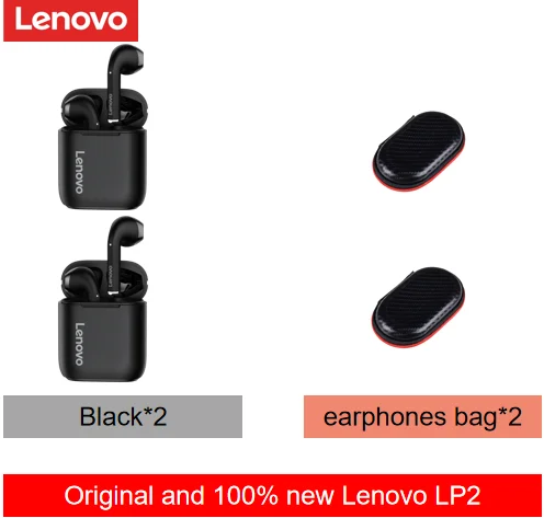 Lenovo LP2 Wirless Bluetooth 5.0 Earphones Touch Control Wireless Headphone Sports Earbuds Waterproof Headset Mic Control Button 