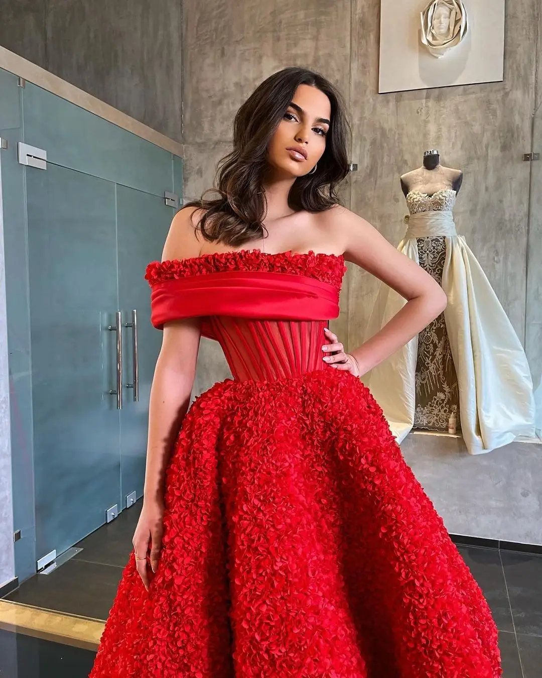 Red Formal Evening Dresses One Shoulder Ruffles A Line Princess Prom Dress Party Custom Made Vestidos De Fiesta petite formal dresses & gowns