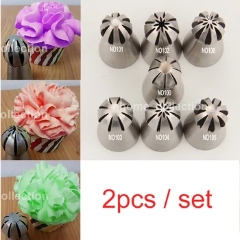 

2PCS/Set Cup Cake Stainless Steel Sphere Ball Shape Icing Piping Nozzle Pastry Tips Cupcake Buttercream Decorating Baking Tools