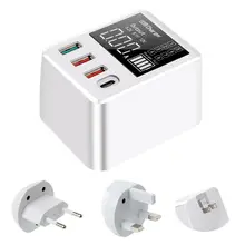 4 Ports USB QC3.0 Charger Hub Fast Charging Dock Stand with LED Display Screen for Cellphone Smartphone Tablet EU US UK Plug