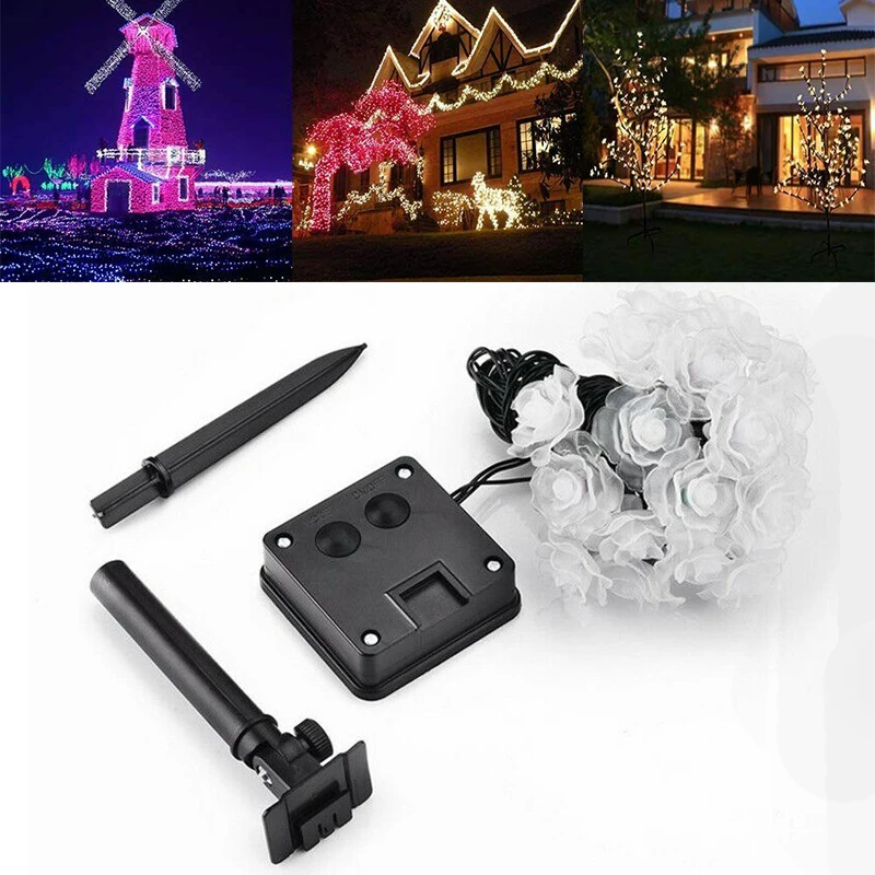 

Outdoor Garden Party Wedding Fairy Lamp Solar Powered LED Rose Light String For Valentine's Day Lighting Decoration